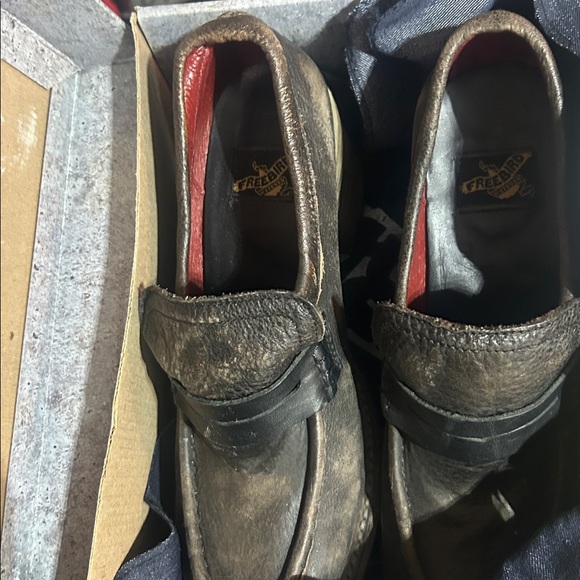 Freebird By Steven leather Loafers Like New women’s size 9 black brown distress - Picture 2 of 13